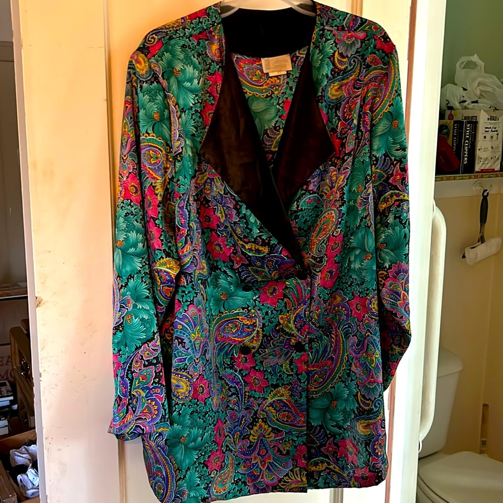 Vintage beautiful lightweight floral suit jacket 2XL